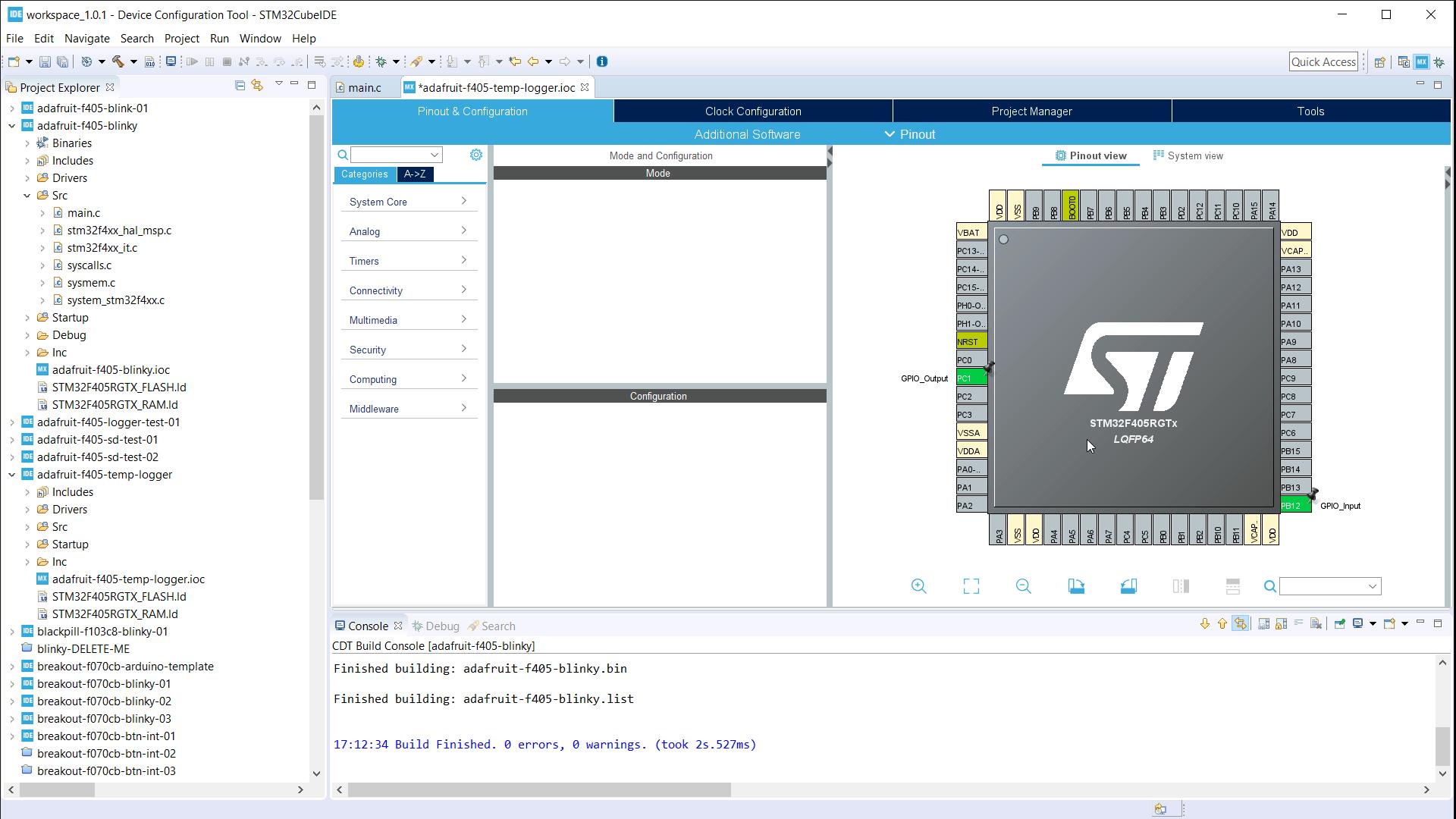 Configure pins