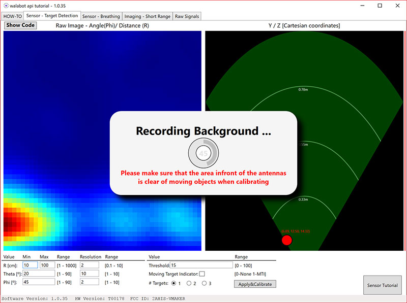 Click tab labeled “Sensor - Target Detection” in SDK