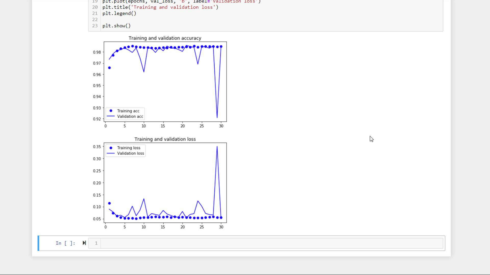 Accuracy and loss plots