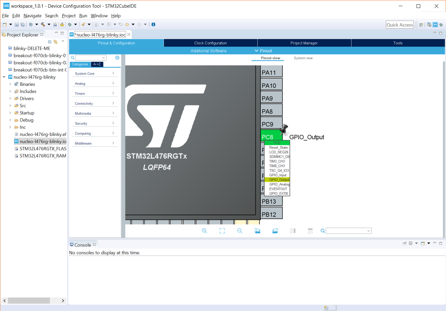 Changing pin function in STM32CubeIDE