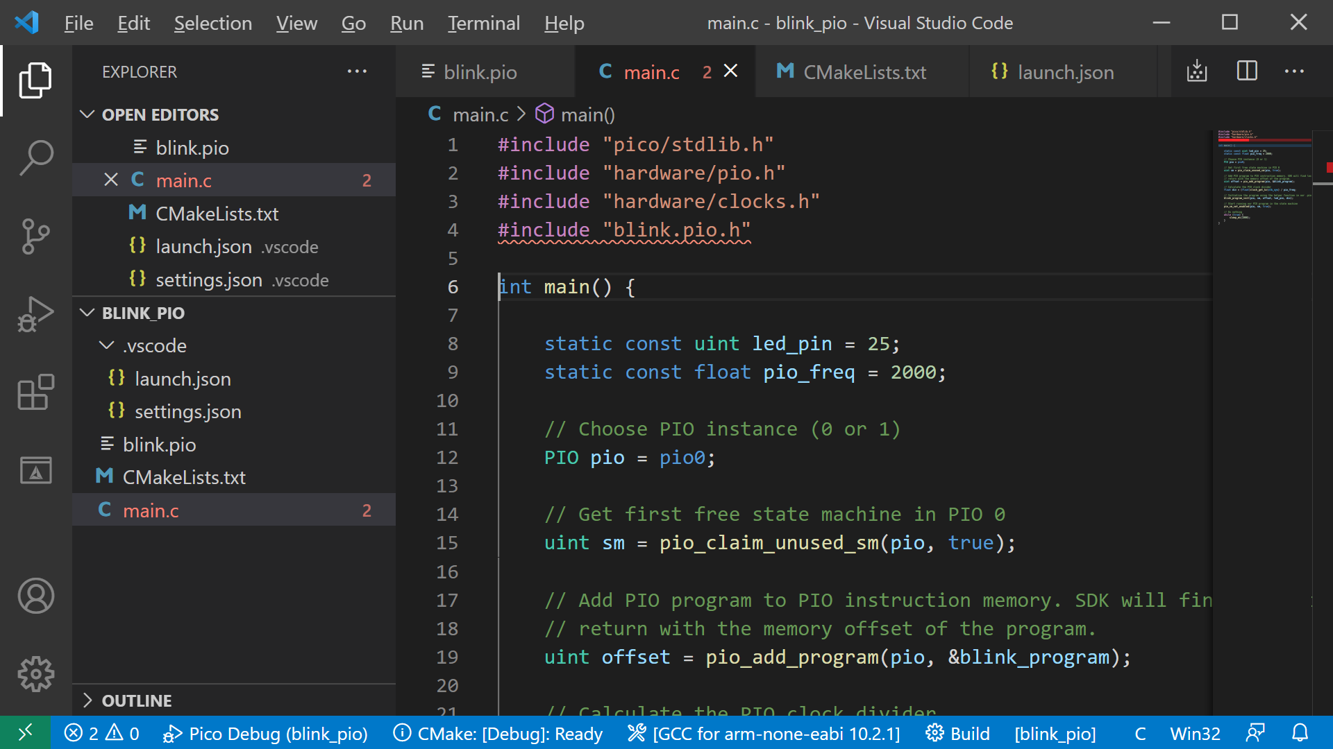 Creating PIO program in VS Code