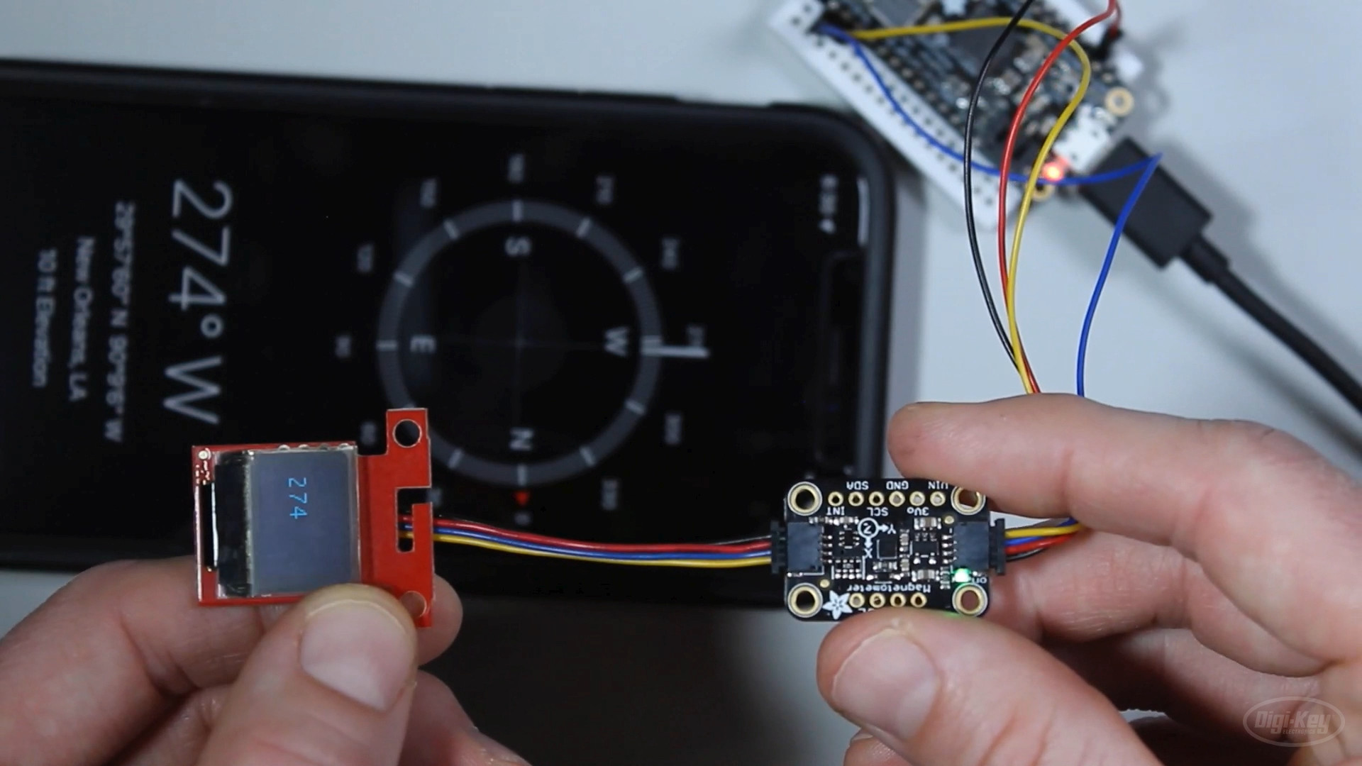 Testing the magnetometer as a digital compass