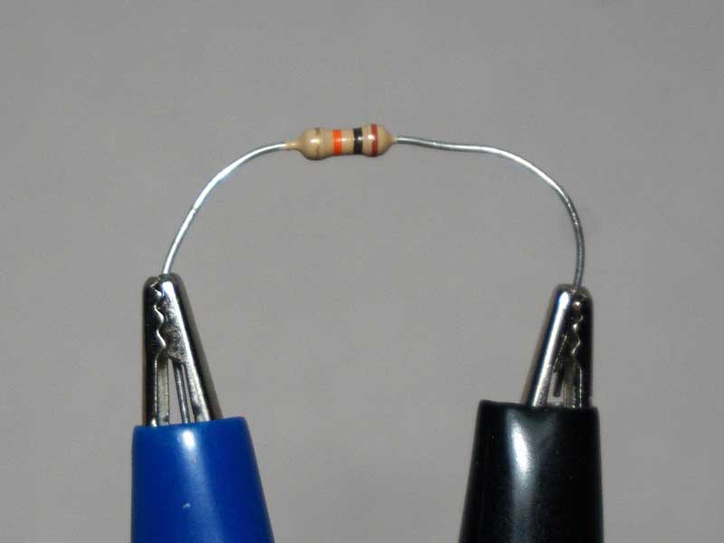 Attach resistor between BLACK & BLUE alligator clips