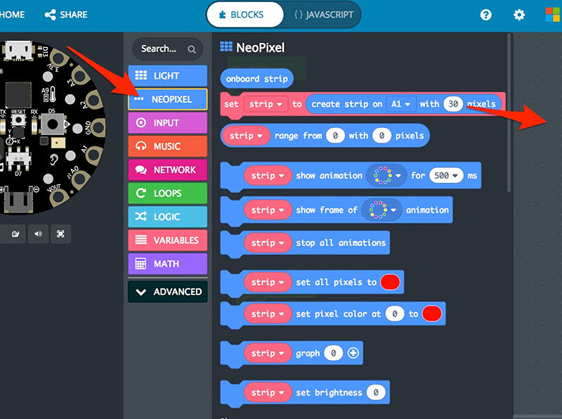 leds-makecode-createstrip