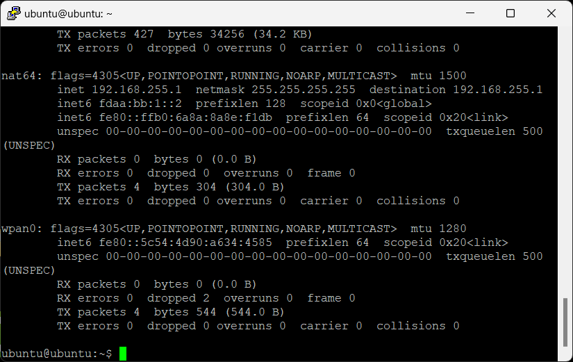 View wpan0 interface with ifconfig