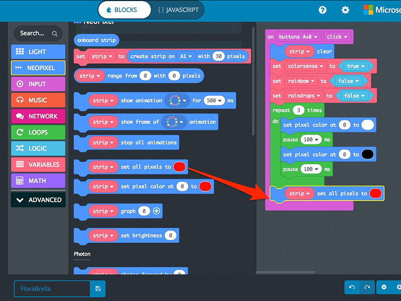 leds-makecode-setpixels