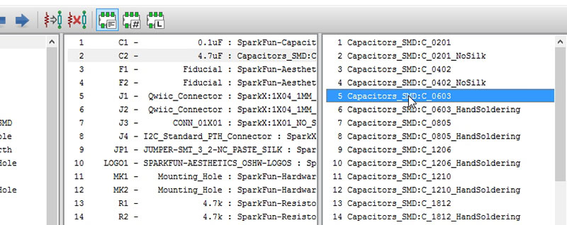 double-click Capacitors_SMD:C_0603 in right column