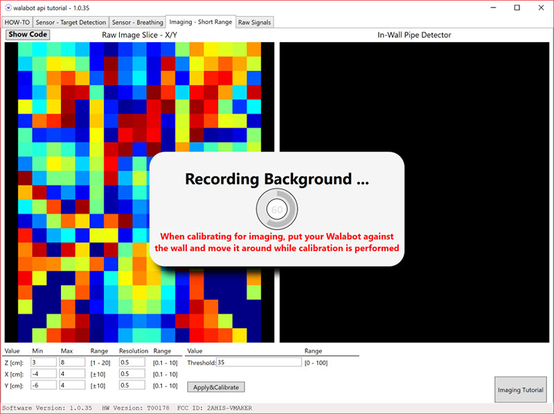 Click on the tab labeled “Imaging - Short Range”