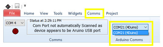 Selecting the correct COM port