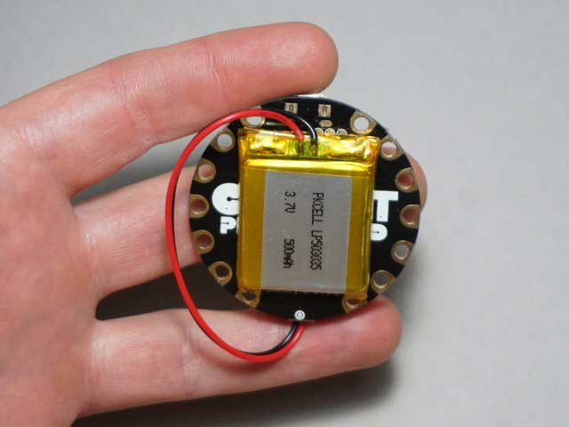 Attach battery to the back of the Circuit Playground