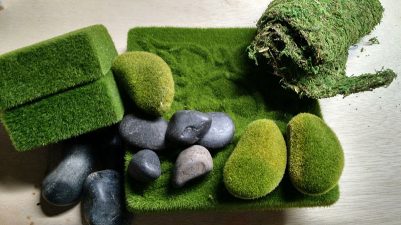 I picked up some mossy tiles, rocks, and stones