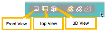 Can select front view, top view, or 3D view