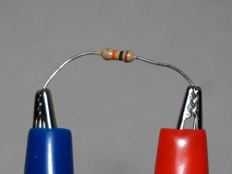 Attach resistor between the BLUE & RED alligator clips