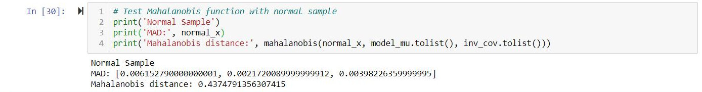 Output of Mahalanobis Distance in Python