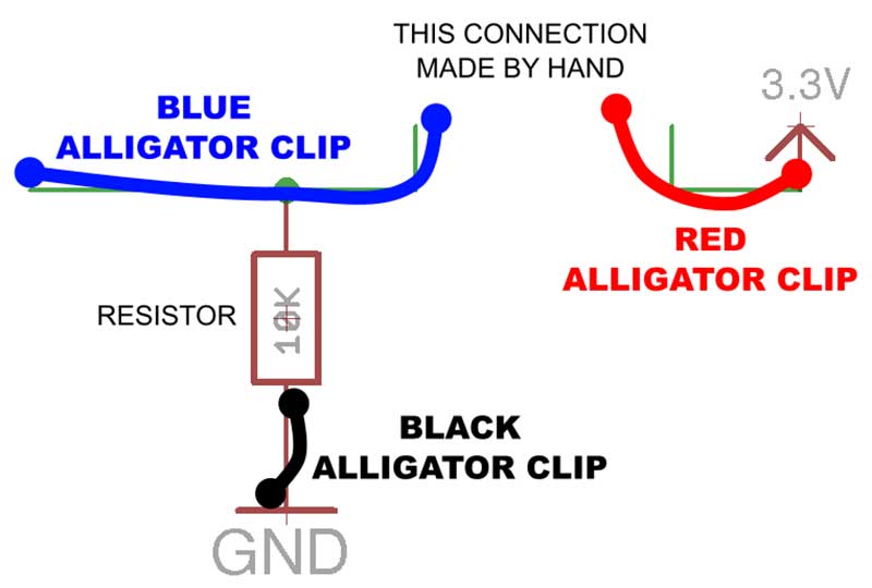 schematic showing location of various alligator clips