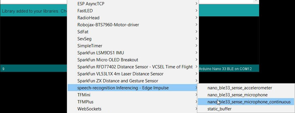 Edge Impulse library in Arduino