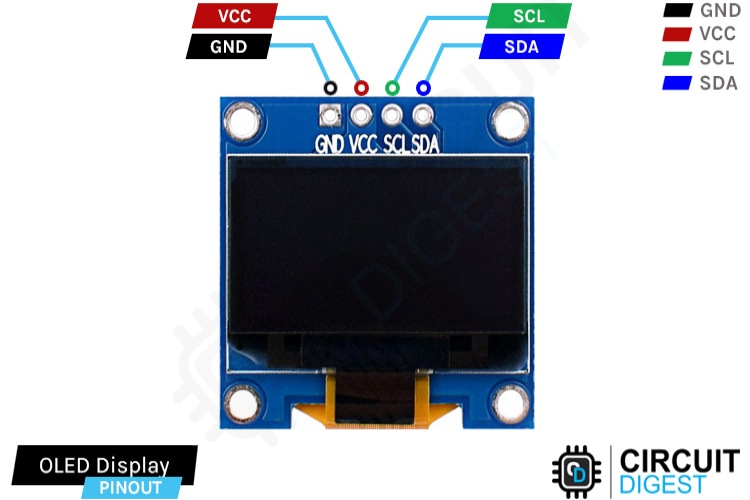 I2C oled Module Pinout