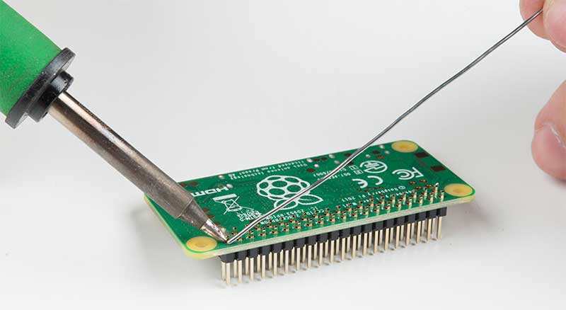 Soldering on the Pi Zero W